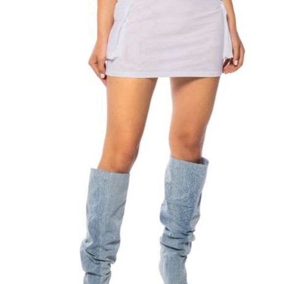 Mini skirt white DOUBLE MESH CARGO SKIRT - Picture 11 of 13